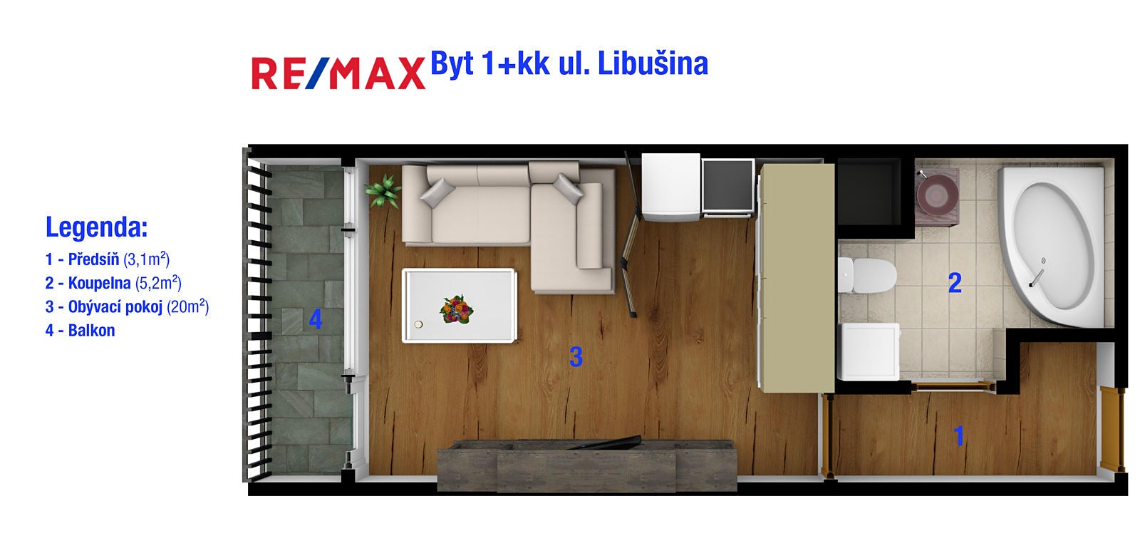 Pronájem bytu 1+kk 28 m², Libušina, Liberec - Liberec XIII-Nové Pavlovice