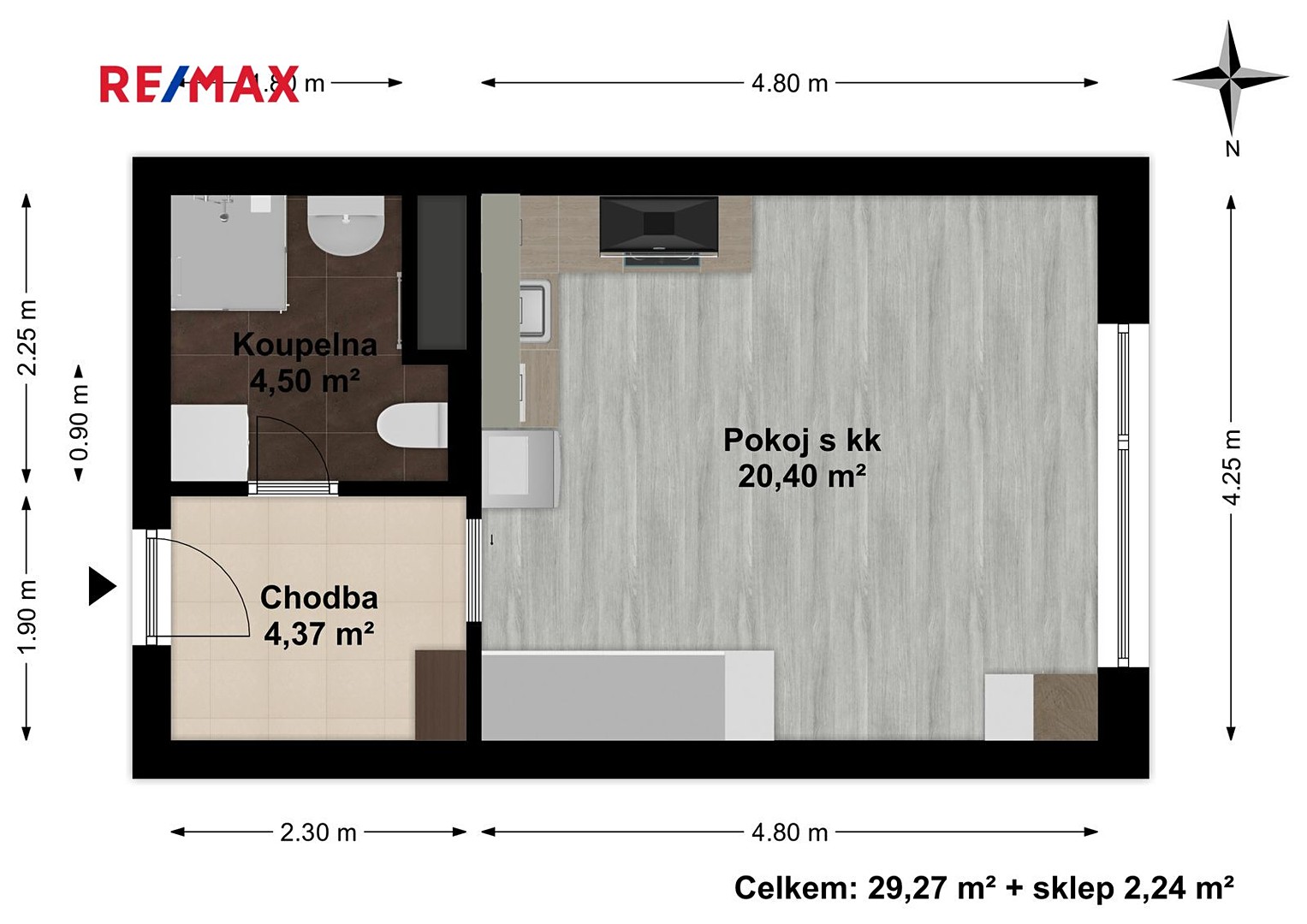 Pronájem bytu 1+kk 30 m², Štefánikova, Plzeň - Černice