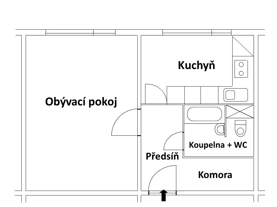 Pronájem bytu 1+1 35 m², Vysocká, Hradec Králové - Moravské Předměstí