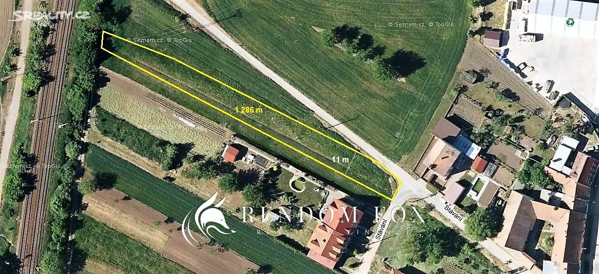Prodej  stavebního pozemku 1 286 m², Stávání, Hrušovany u Brna