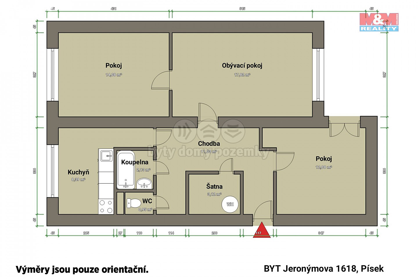 Prodej bytu 3+1 77 m², Jeronýmova, Písek - Budějovické Předměstí