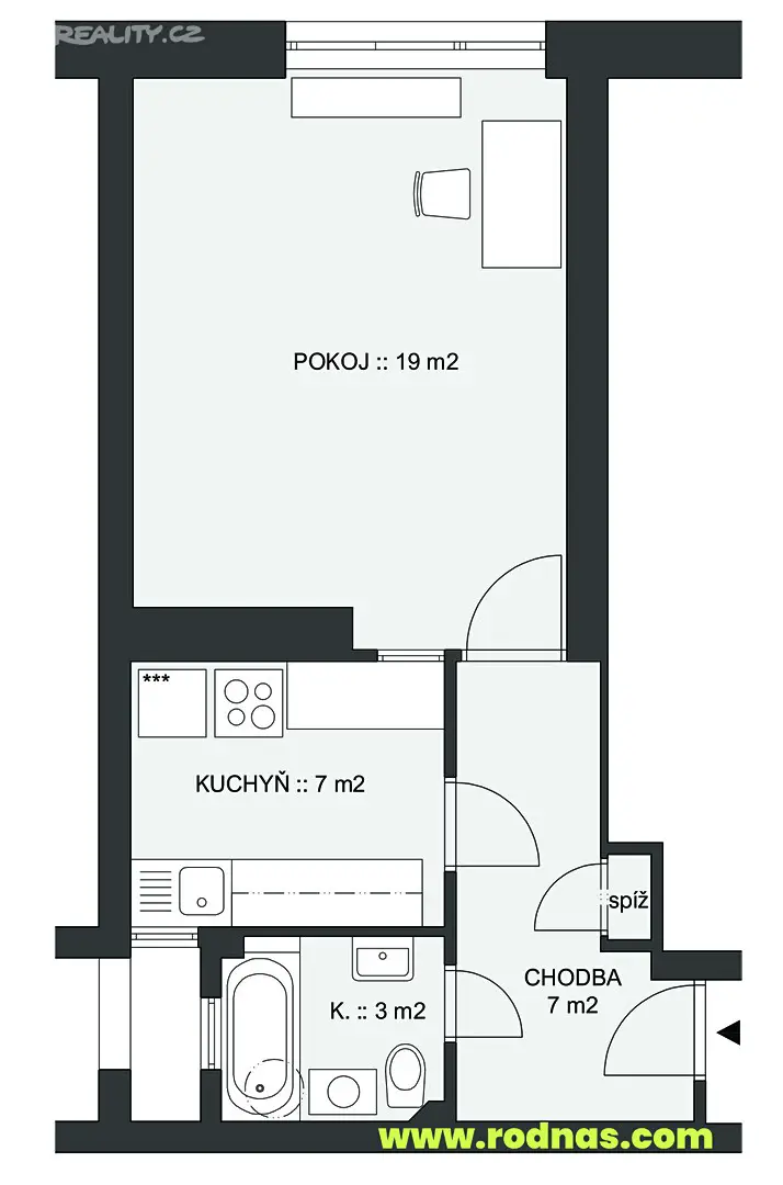 Pronájem bytu 1+1 35 m², Kolbenova, Praha