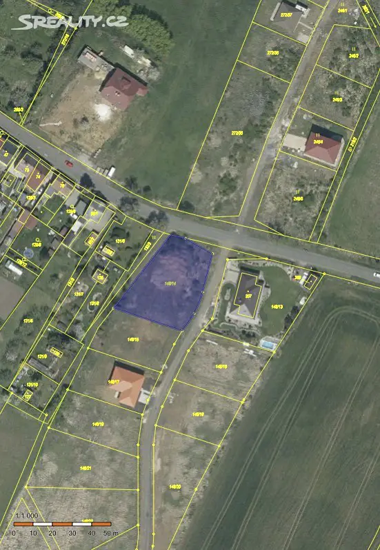 Prodej  stavebního pozemku 1 418 m², Modlany - Kvítkov, okres Teplice