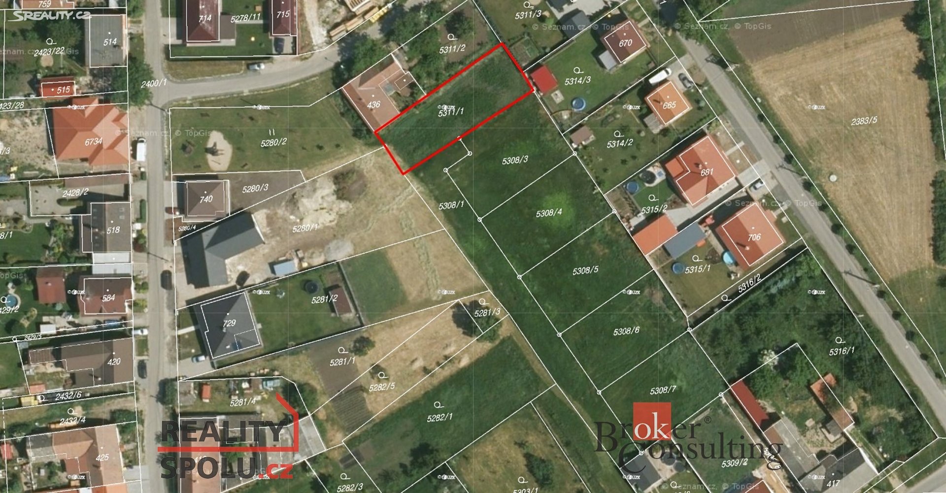 Prodej  stavebního pozemku 609 m², Vlasatice, okres Brno-venkov