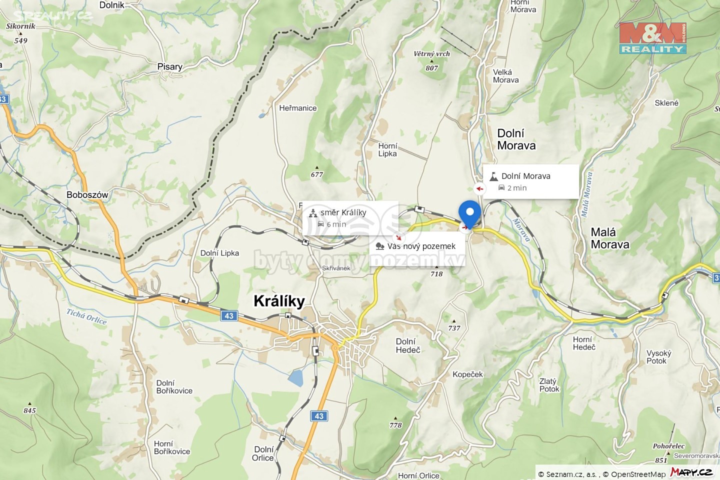 Prodej  louky 2 122 m², Králíky - Červený Potok, okres Ústí nad Orlicí