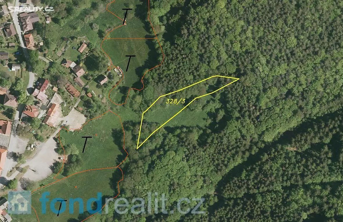 Prodej  pozemku 3 319 m², Horní Stropnice - Paseky, okres České Budějovice