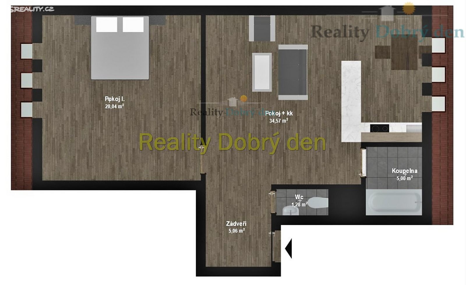 Pronájem bytu 2+kk 72 m² (Podkrovní), Nádražní okruh, Opava - Předměstí