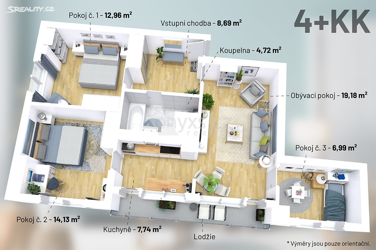 Pronájem bytu 4+kk 82 m², Hřebečská, Kladno - Kročehlavy