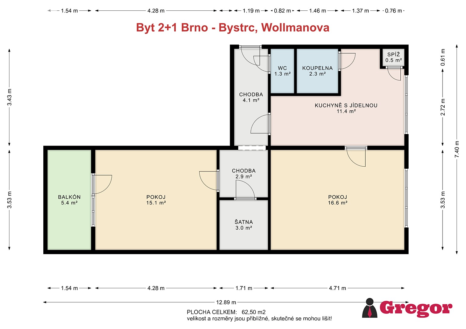 Prodej bytu 2+1 58 m², Wollmanova, Brno - Bystrc