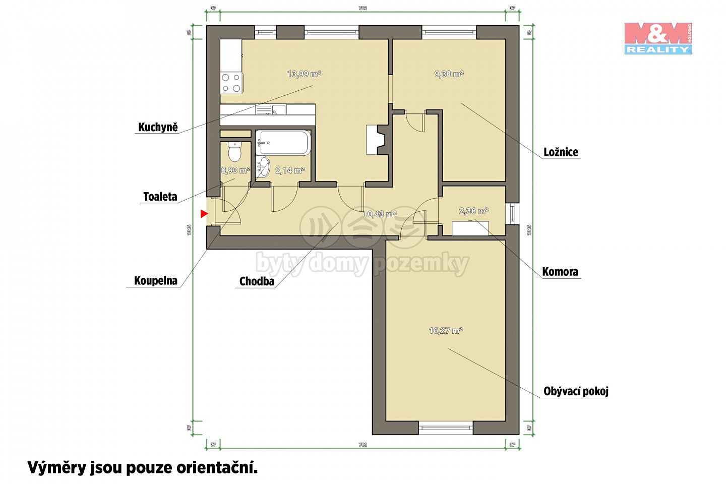 Prodej bytu 2+1 56 m², Hošťka, okres Tachov