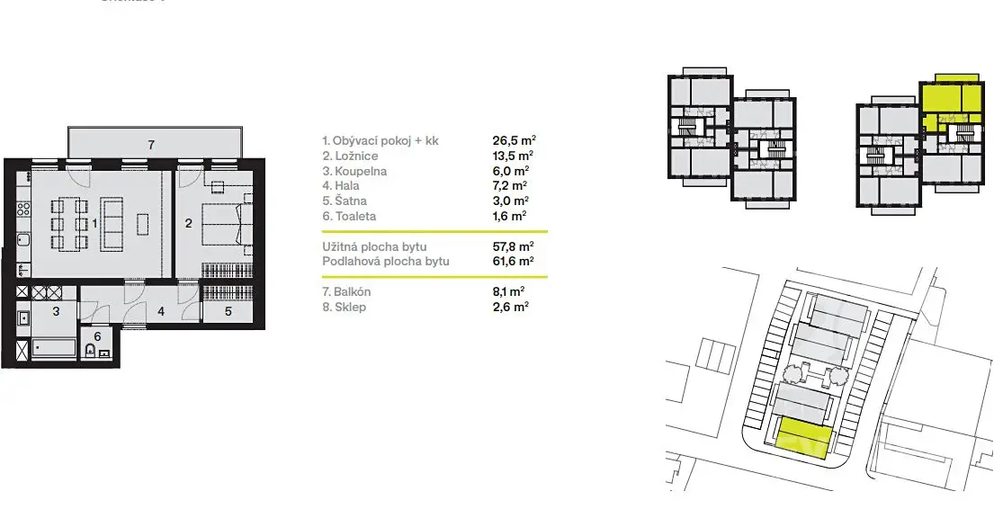 Prodej bytu 2+kk 61 m², Zabranská, Hýskov