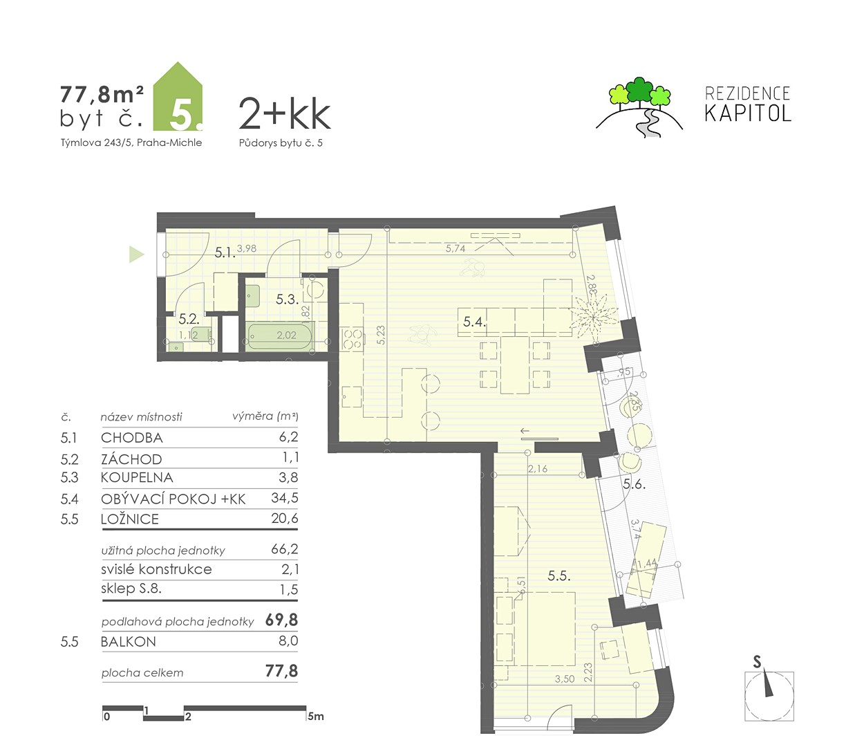 Prodej bytu 2+kk 66 m², Týmlova, Praha 4 - Michle