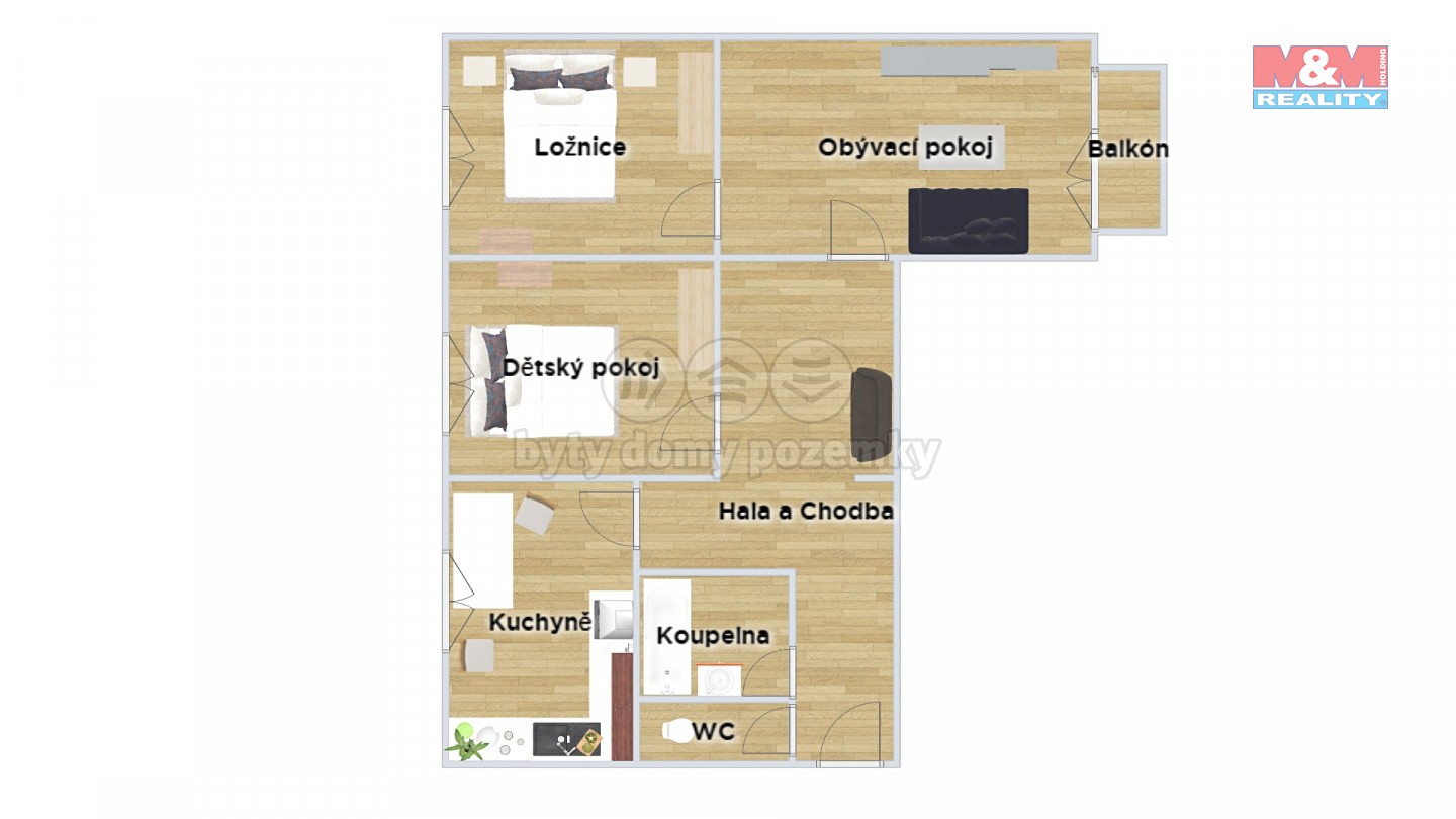 Prodej bytu 3+1 79 m², Mírová, Vimperk - Vimperk II