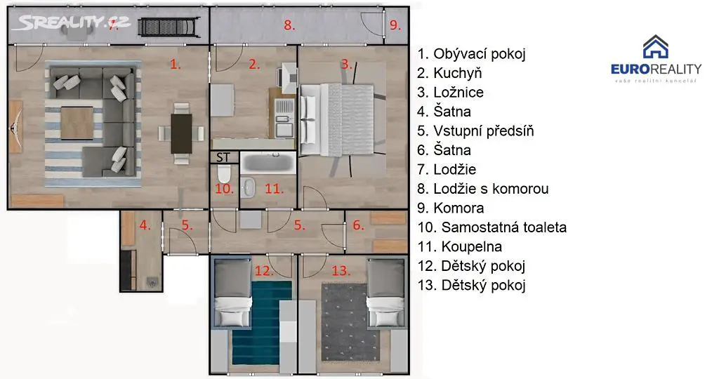 Prodej bytu 4+1 97 m², Italská, Kladno - Kročehlavy
