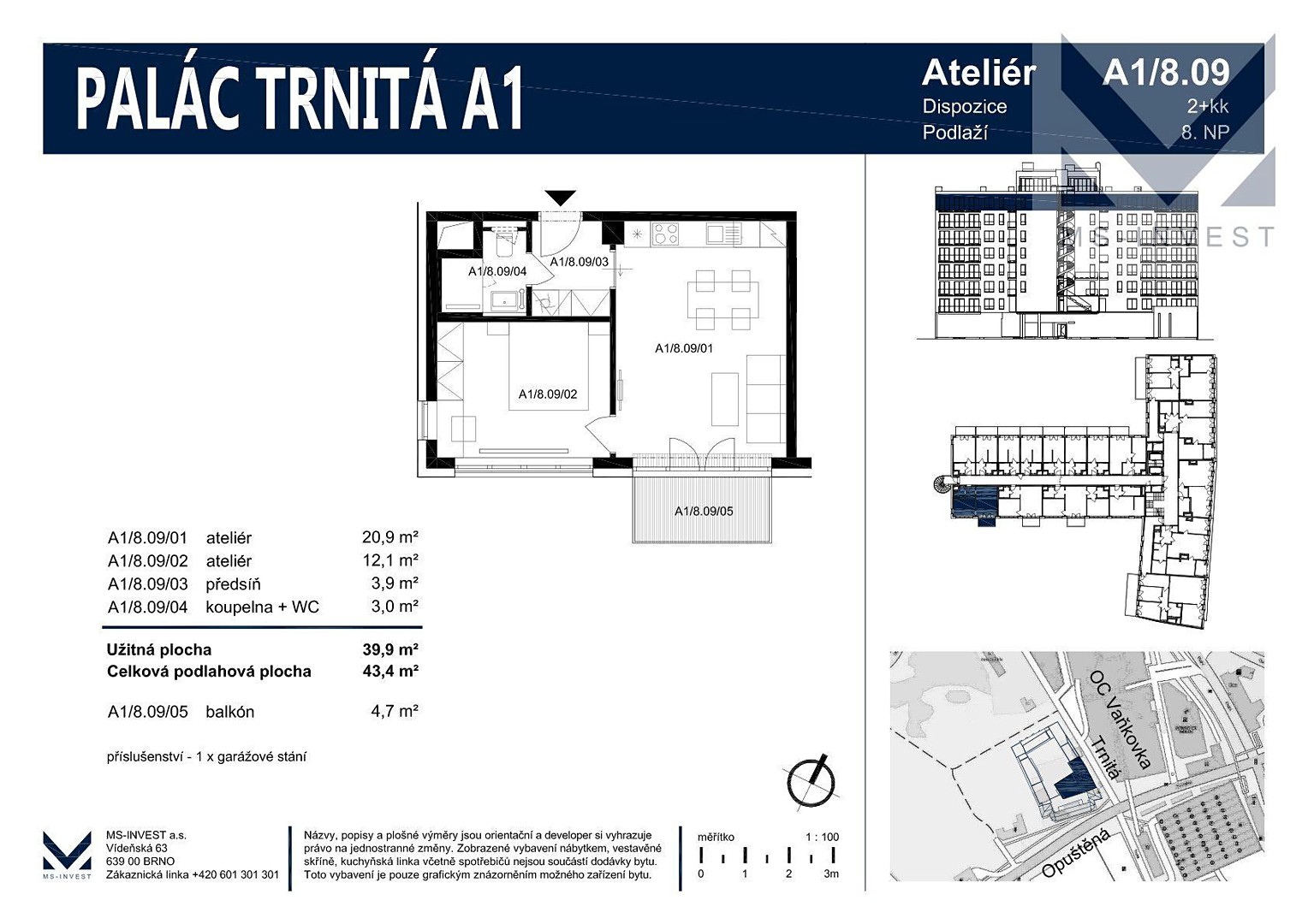 Prodej bytu 2+kk 40 m², Trnitá, Brno - Trnitá