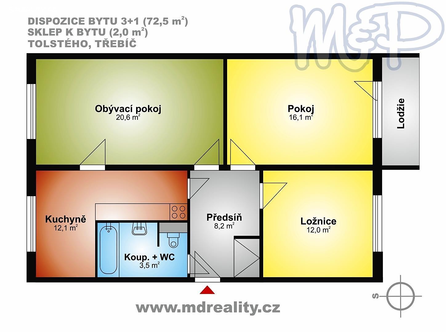 Prodej bytu 3+1 74 m², Tolstého, Třebíč - Nové Dvory