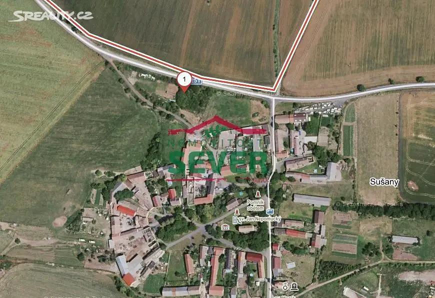 Prodej  stavebního pozemku 3 104 m², Strupčice - Sušany, okres Chomutov