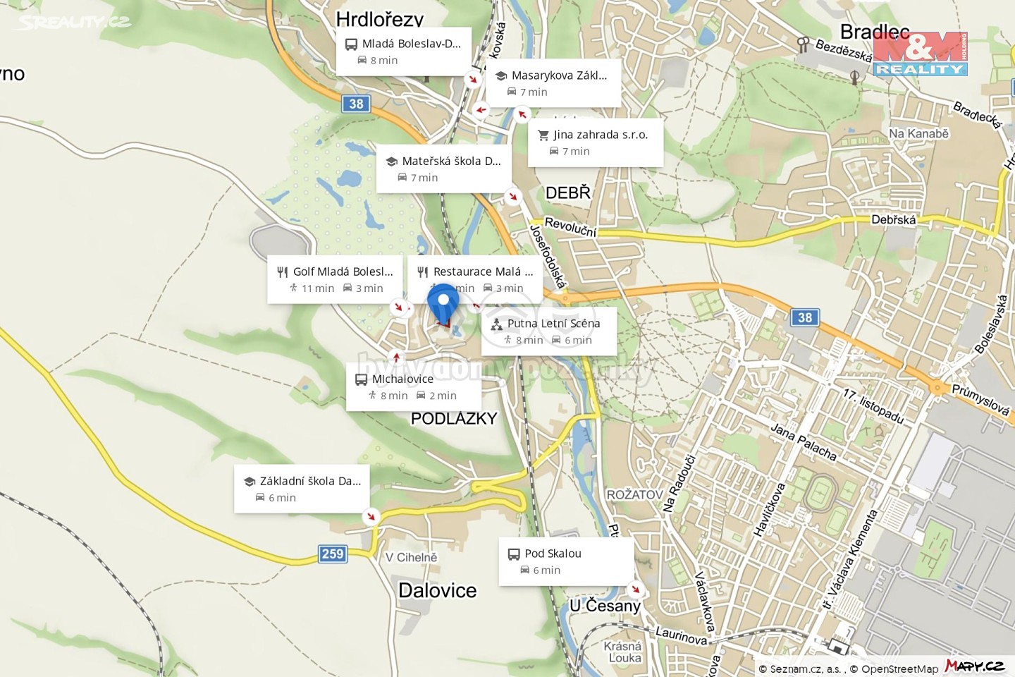 Prodej  stavebního pozemku 1 445 m², Mladá Boleslav - Michalovice, okres Mladá Boleslav