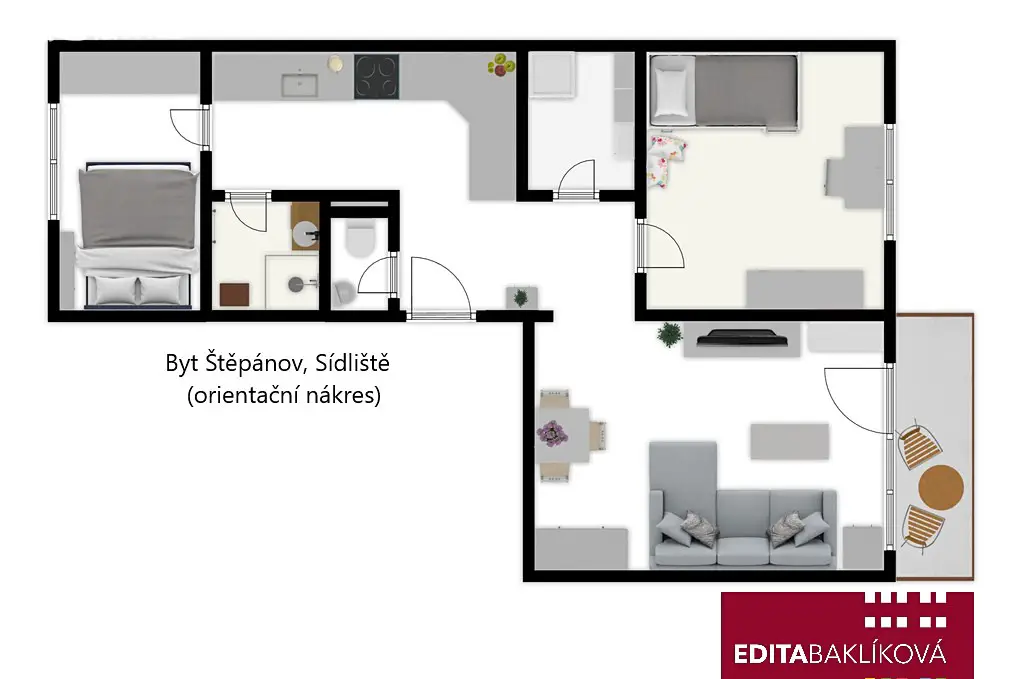 Pronájem bytu 2+1 59 m², Sídliště, Štěpánov