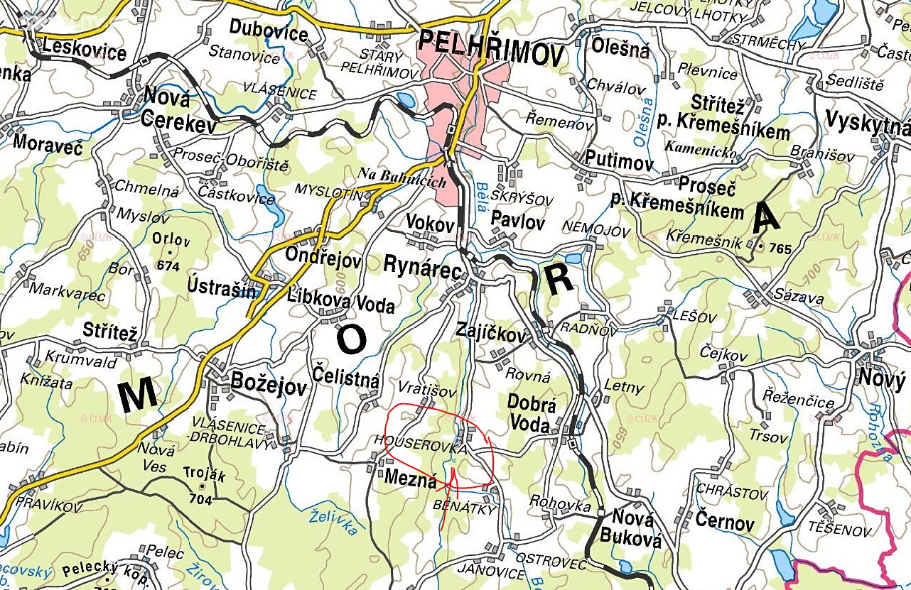 Prodej  pozemku 5 460 m², Pelhřimov - Houserovka, okres Pelhřimov
