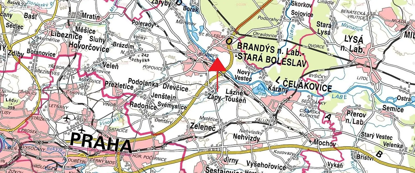 Prodej  pole 1 871 m², Brandýs nad Labem-Stará Boleslav - Stará Boleslav, okres Praha-východ
