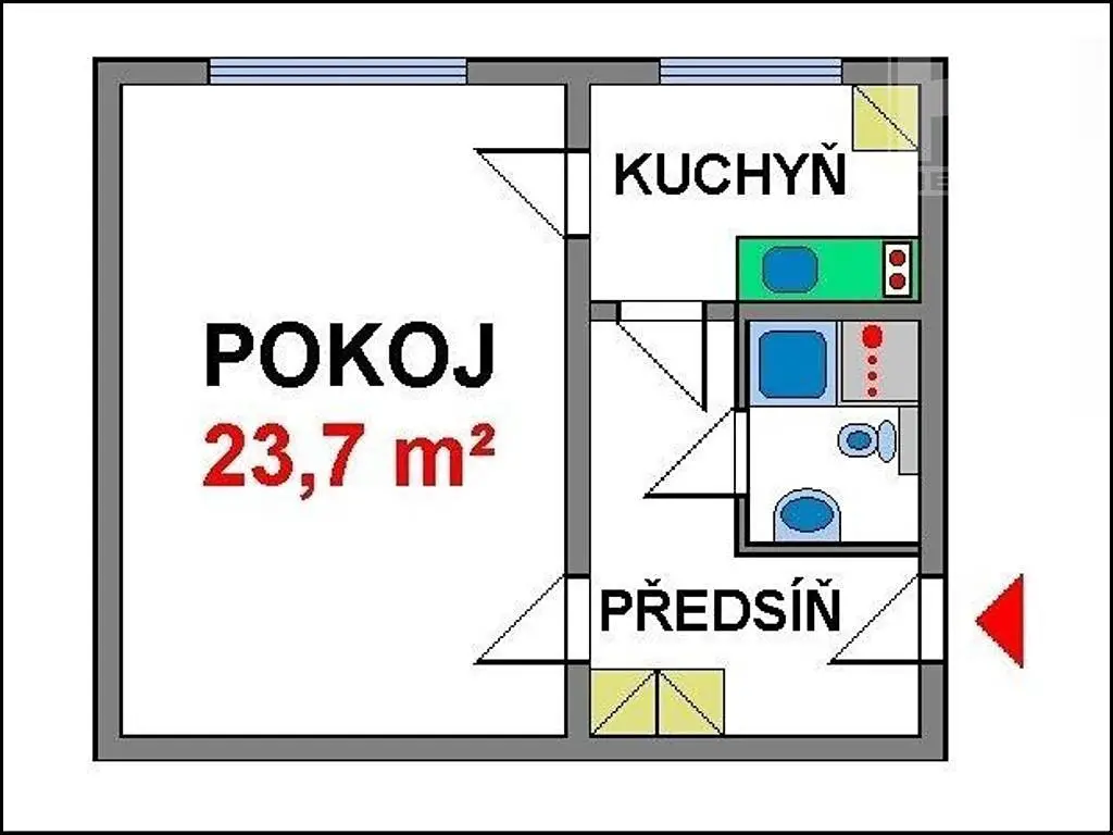 Prodej bytu 1+1 39 m², Mozartova, Jablonec nad Nisou - Mšeno nad Nisou