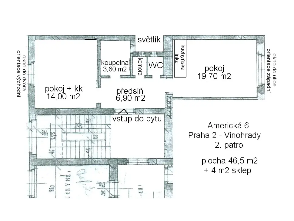 Prodej bytu 2+kk 46 m², Americká, Praha 2 - Vinohrady