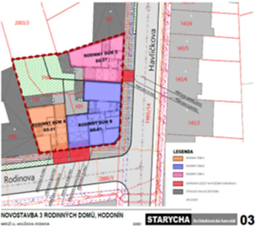 Prodej  stavebního pozemku 735 m², Havlíčkova, Hodonín