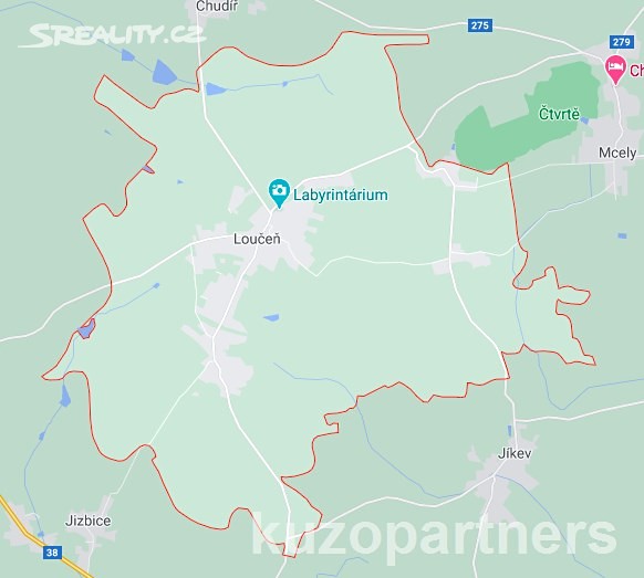 Prodej  stavebního pozemku 838 m², Loučeň, okres Nymburk