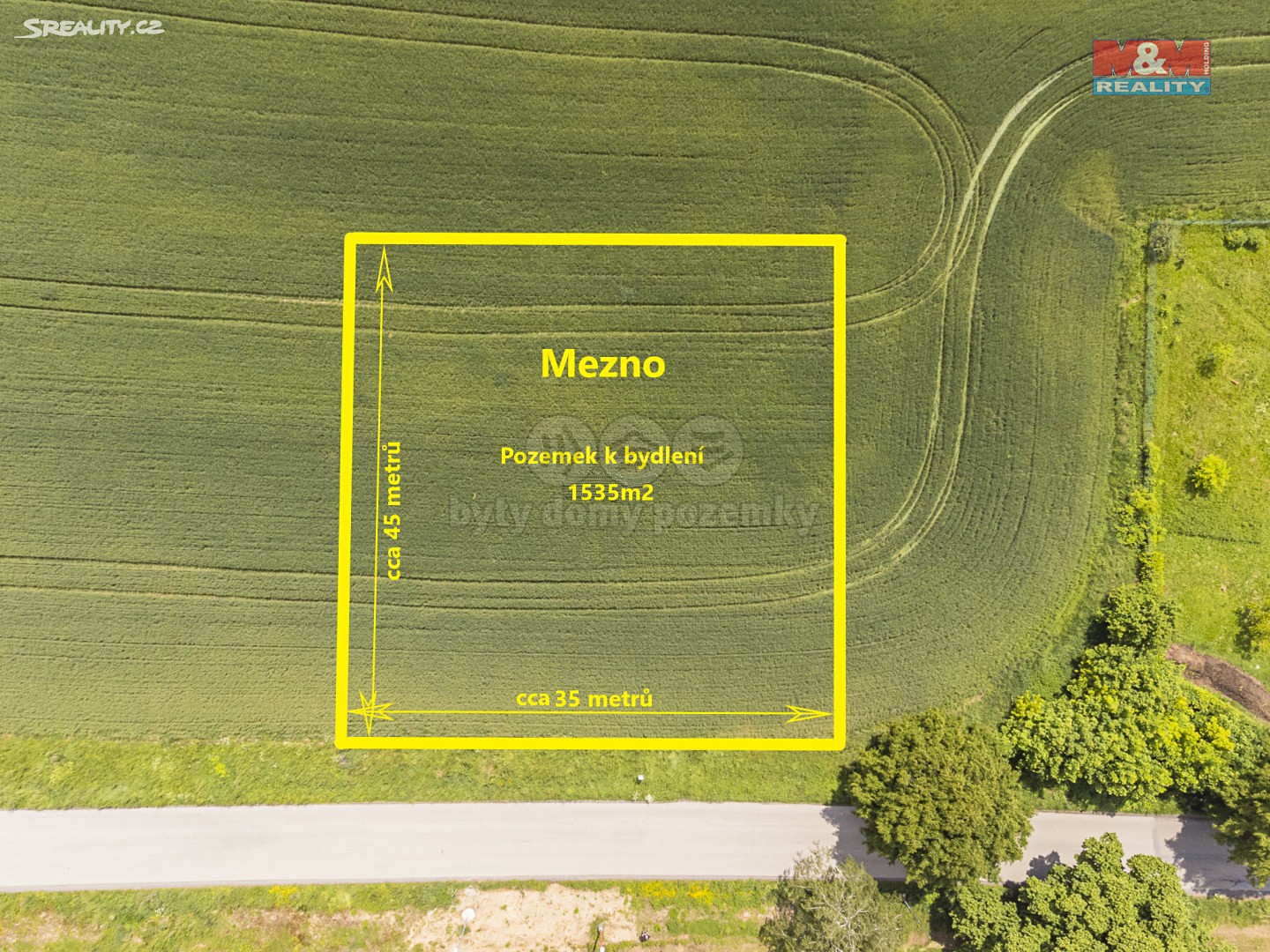 Prodej  stavebního pozemku 1 535 m², Mezno, okres Benešov