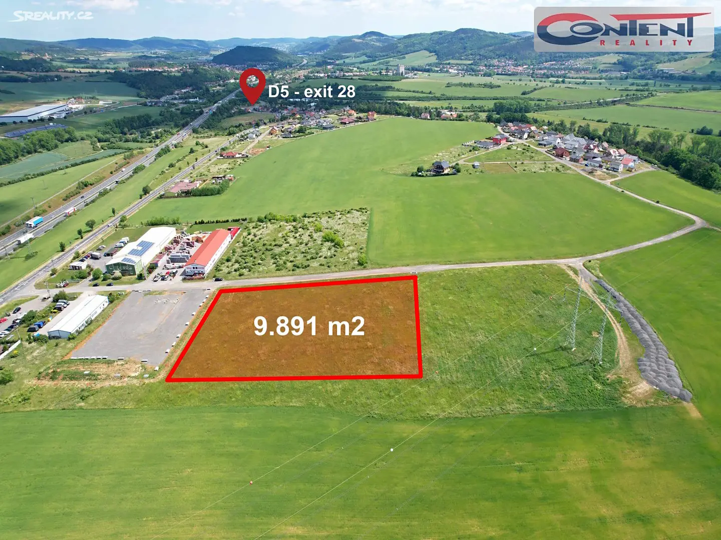 Prodej  komerčního pozemku 9 891 m², Bavoryně, okres Beroun