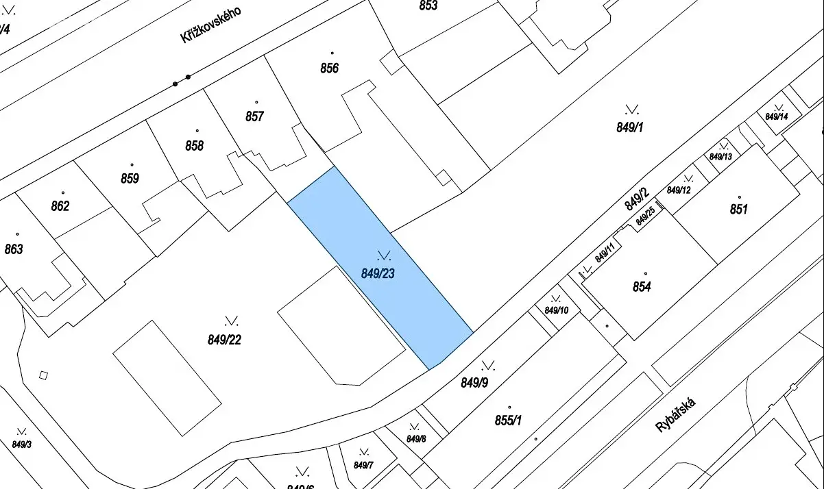 Prodej  komerčního pozemku 377 m², Rybářská, Brno - Brno-střed