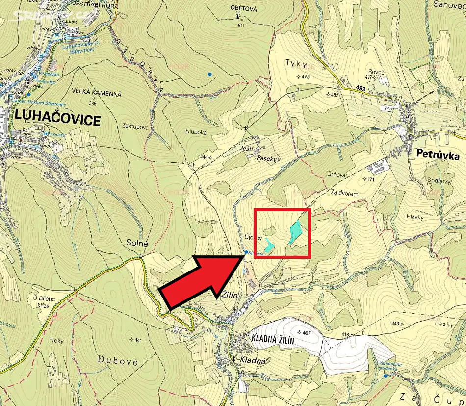 Prodej  lesa 4 960 m², Luhačovice - Kladná Žilín, okres Zlín