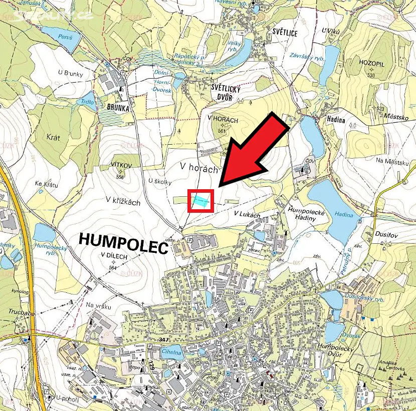 Prodej  pole 1 936 m², Humpolec, okres Pelhřimov
