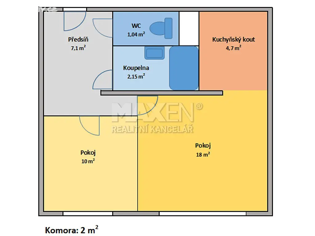 Prodej bytu 2+1 45 m², Kunštátská, Poděbrady - Poděbrady III
