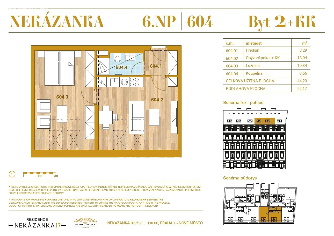 Prodej bytu 2+kk 50 m² (Podkrovní), Nekázanka, Praha - Nové Město