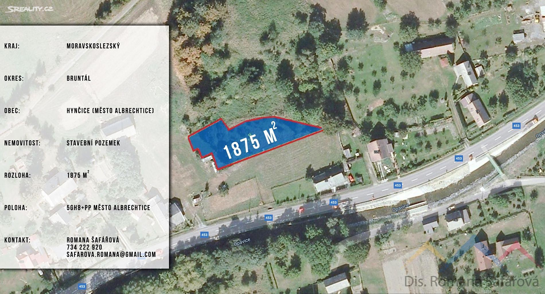 Prodej  stavebního pozemku 1 875 m², Město Albrechtice, okres Bruntál