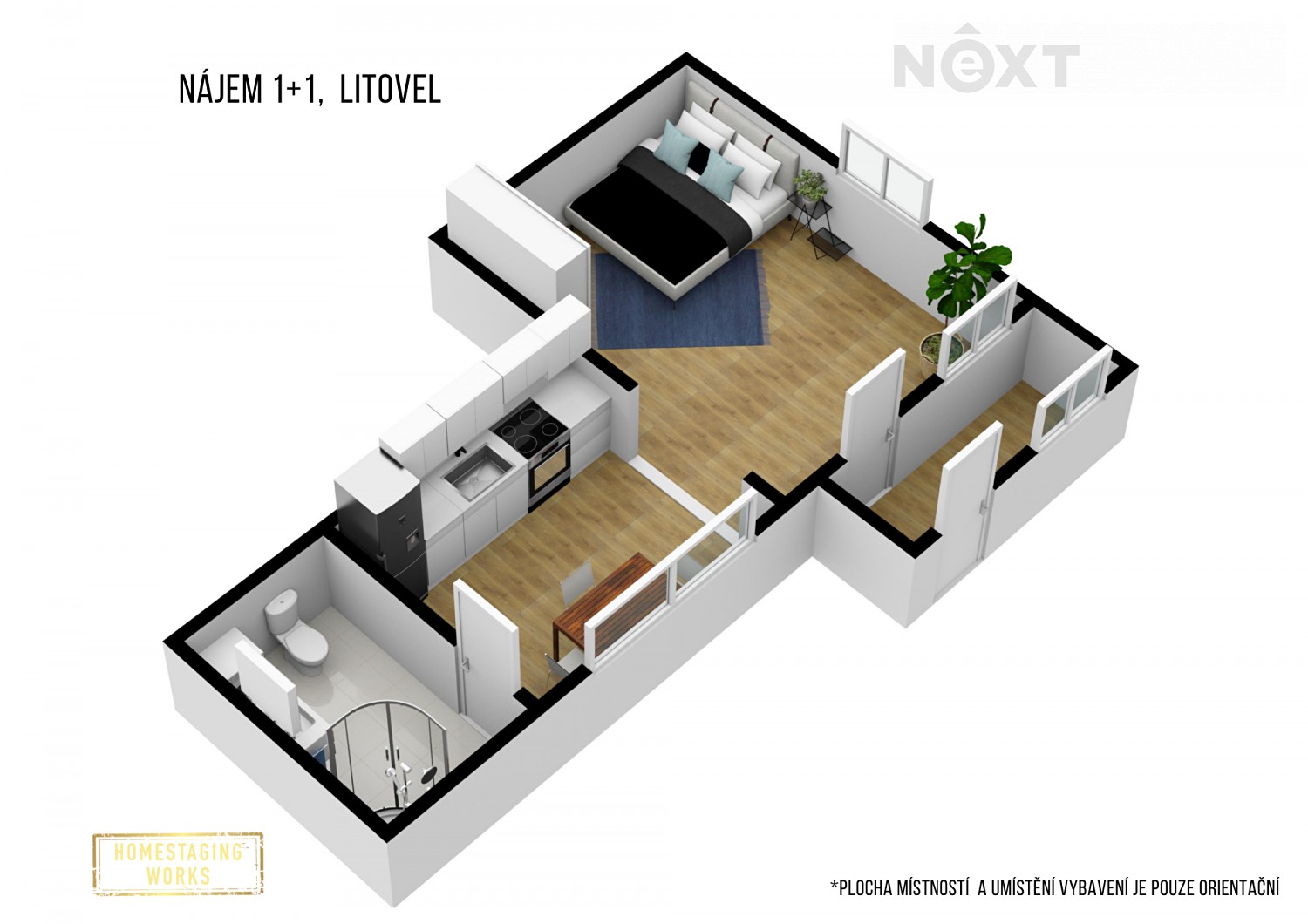 Pronájem bytu 1+1 38 m², Pavlínka, Litovel