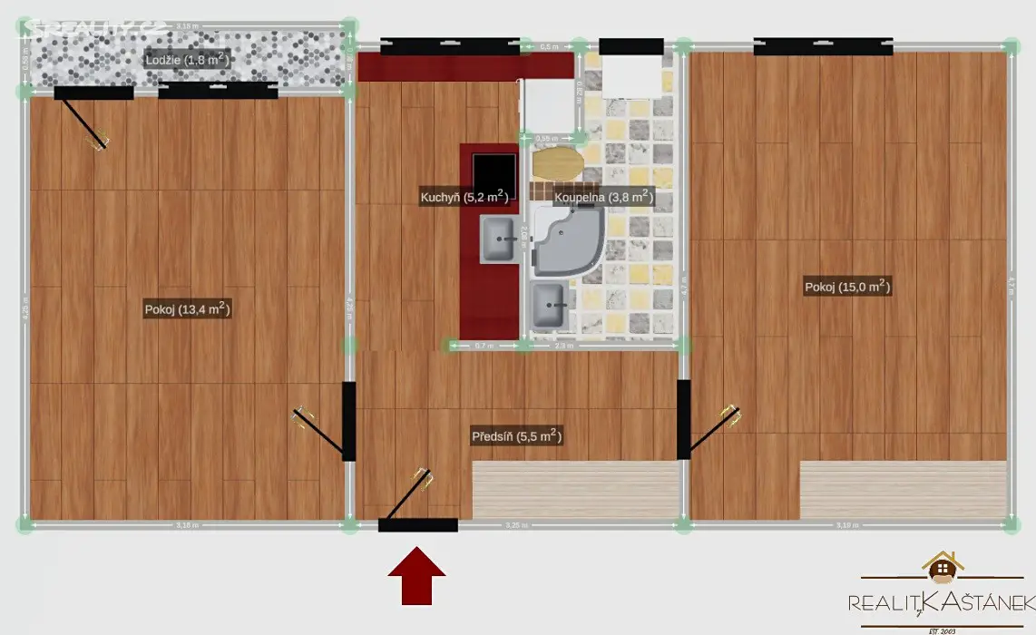 Pronájem bytu 2+1 48 m², Na Bídě, Liberec - Liberec IV-Perštýn