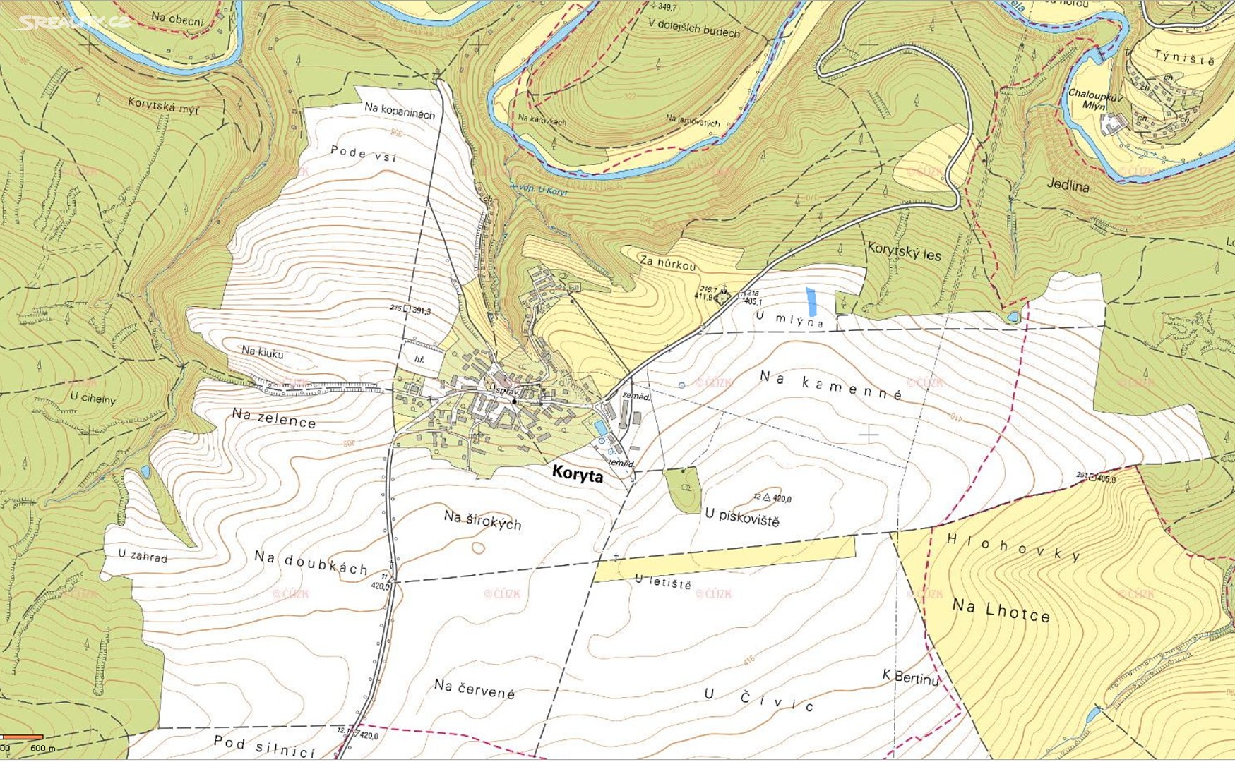 Prodej  pole 58 543 m², Koryta, okres Plzeň-sever