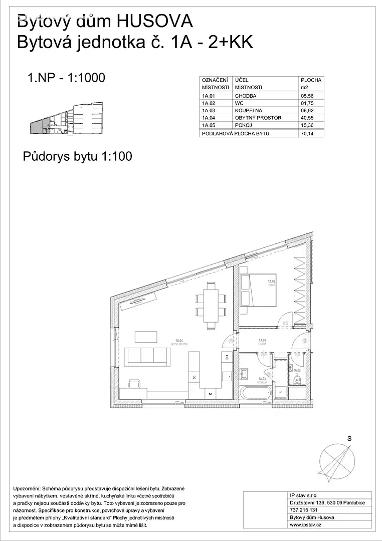 Prodej bytu 2+kk 70 m², Husova, Pardubice - Bílé Předměstí