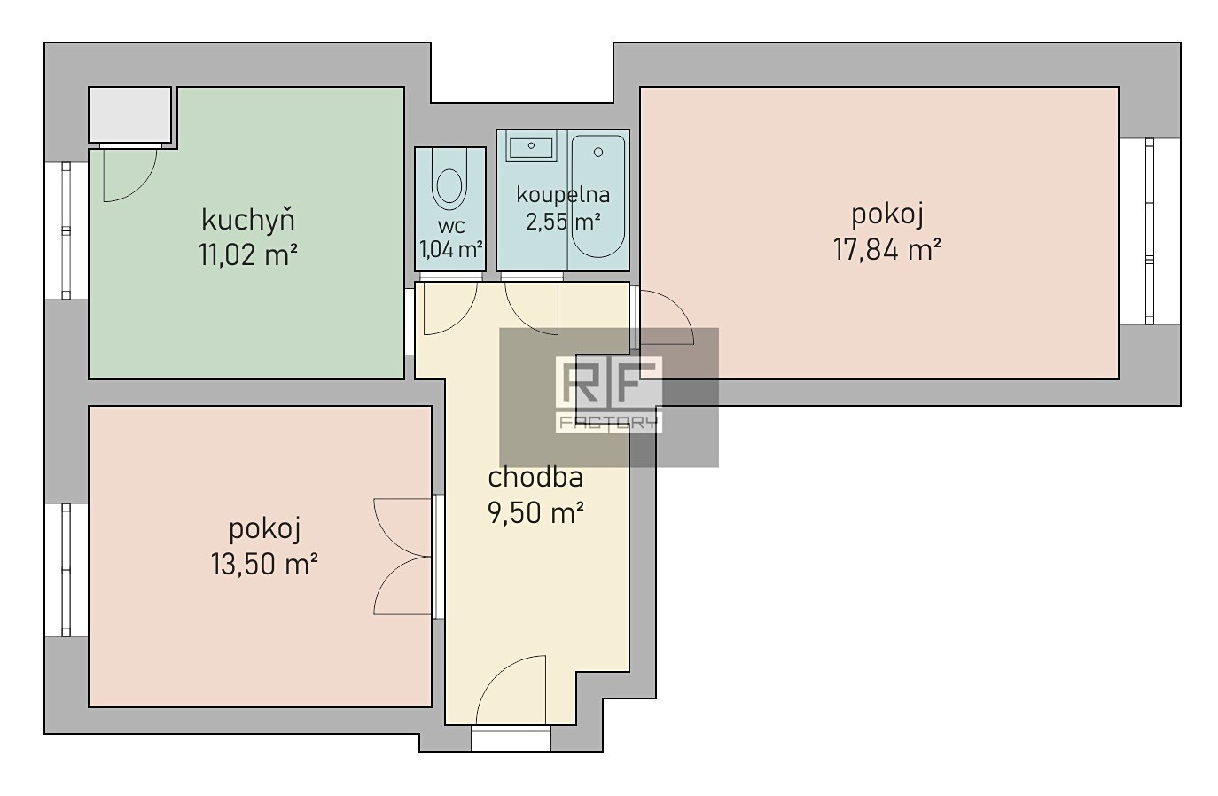 Prodej bytu 2+1 55 m², Gočárova třída, Hradec Králové - Pražské Předměstí