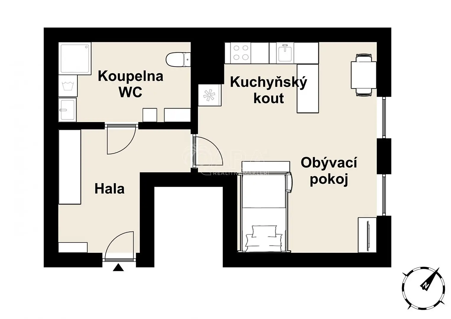 Pronájem bytu 1+kk 43 m², Na Panský, Dolní Břežany