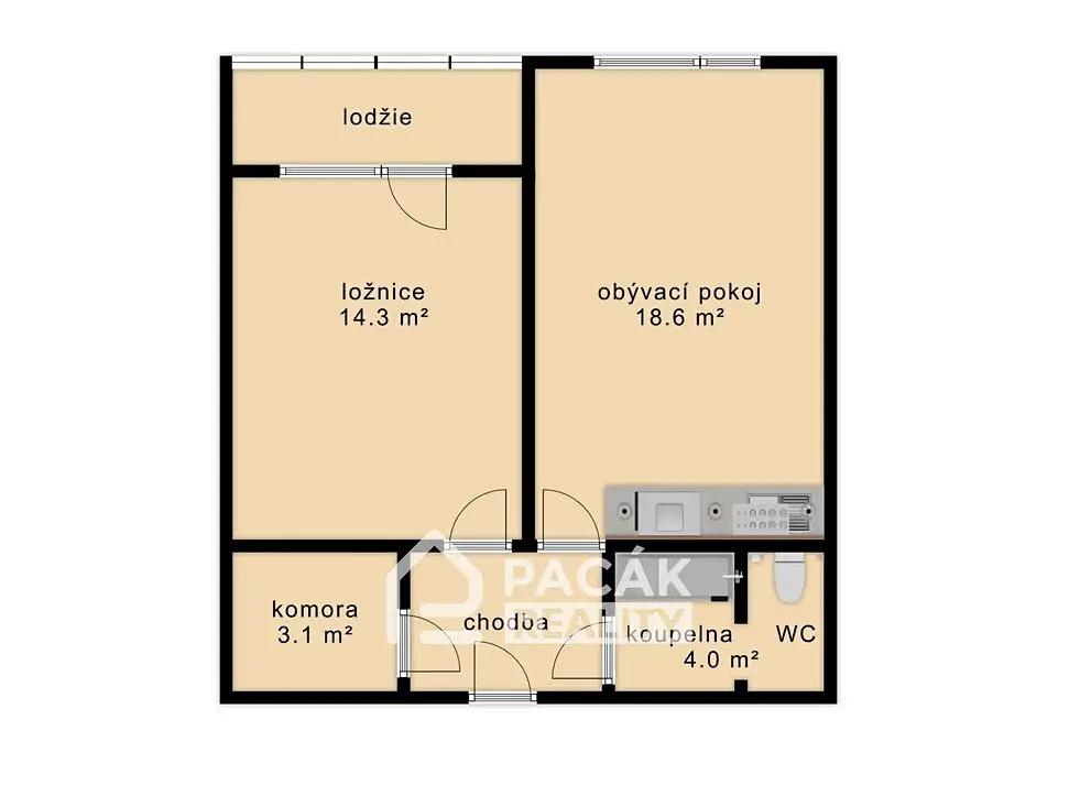 Pronájem bytu 2+kk 50 m², Za Vodojemem, Olomouc - Nová Ulice