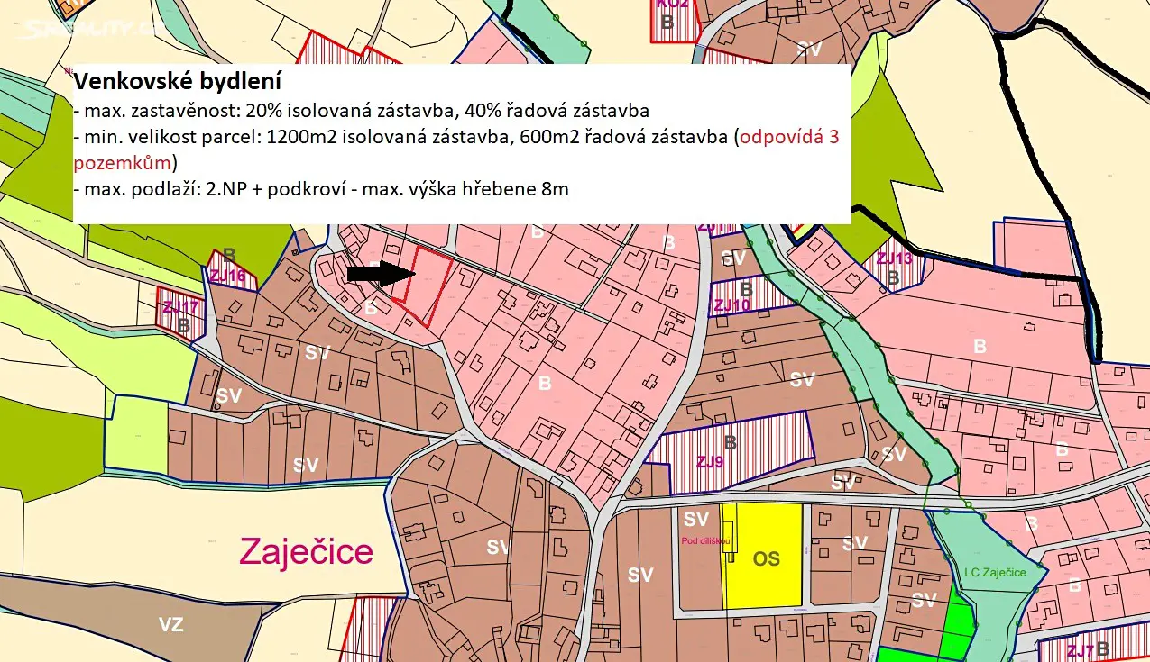 Prodej  stavebního pozemku 2 005 m², Pyšely - Zaječice, okres Benešov