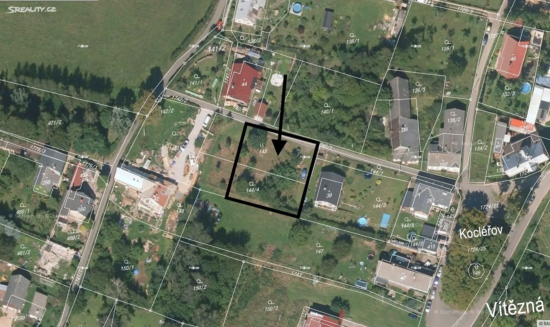 Prodej  stavebního pozemku 1 057 m², Vítězná - Kocléřov, okres Trutnov