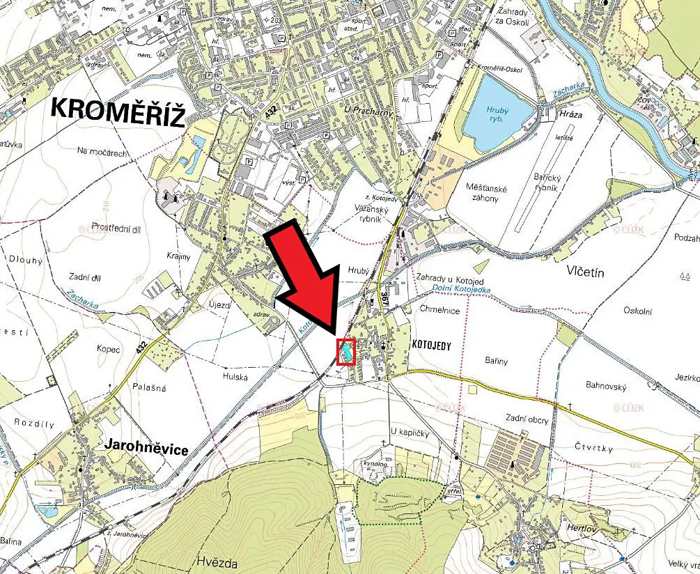 Prodej  stavebního pozemku 76 m², Kroměříž - Kotojedy, okres Kroměříž