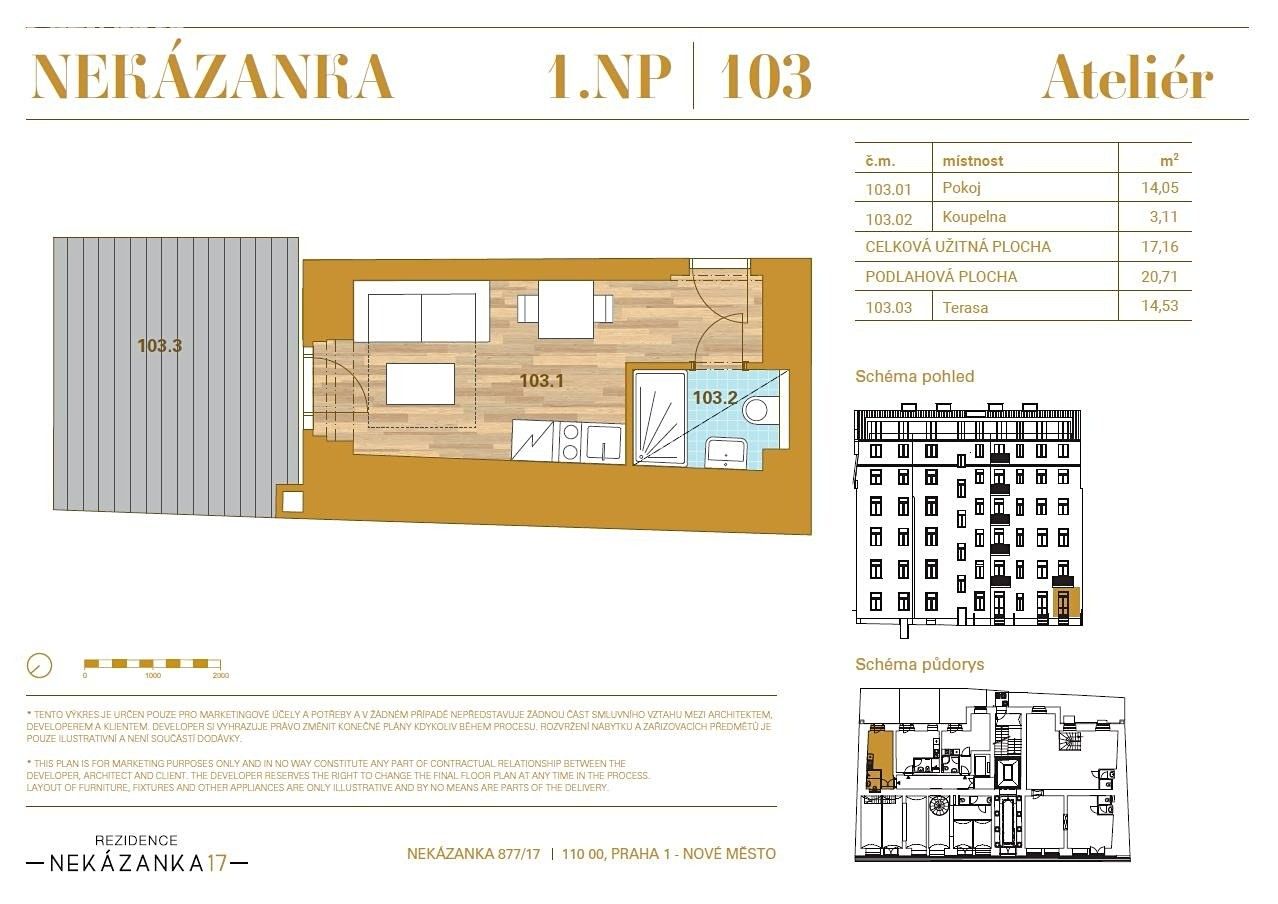 Prodej bytu 1+kk 17 m² (Podkrovní), Nekázanka, Praha 1 - Nové Město