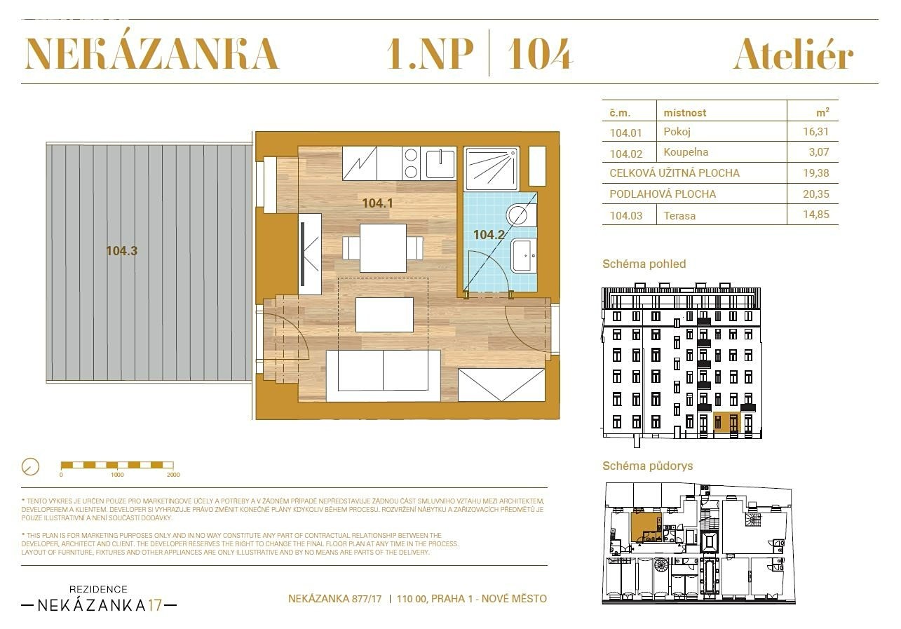 Prodej bytu 1+kk 19 m² (Podkrovní), Nekázanka, Praha 1 - Nové Město