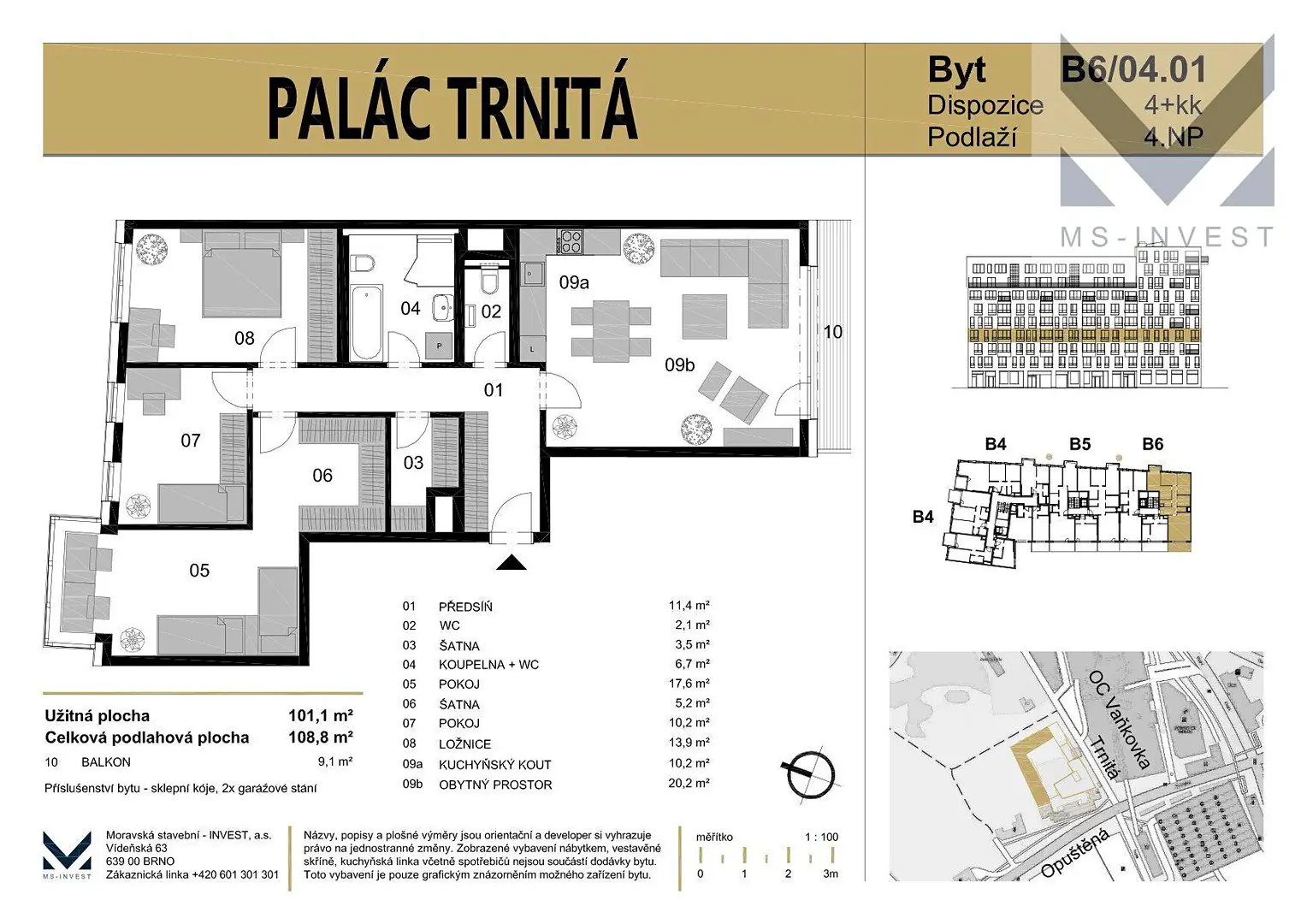 Prodej bytu 4+kk 101 m², Trnitá, Brno - Trnitá